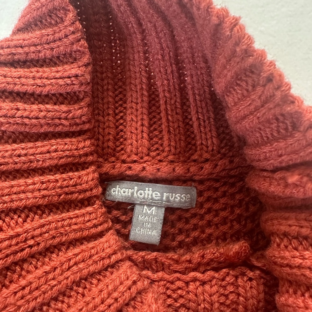 Charlotte Russe Rust Cable Knit Crewneck Sweater - Picture 5 of 7